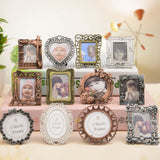 2 PCS Creative Metal Vintage Photo Frame, Fawn, Pumpkin, Fence, Butterfly Round, Paris, Heart Keychain, Square Keychain, Oval, Lace Square, Love Round, Butterfly Square, Lace Heart, Golden Square, Gray Square