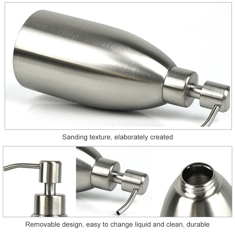 500ml Stainless Steel Soap Dispenser Kitchen Bathroom Shampoo Box Detergent Bottle, 500ml Soap Dispenser