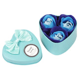 3 Soap Flowers Valentine's Day Gifts Tanabata Gifts Wedding Creative Gifts Heart Shaped Iron Box Roses Blue