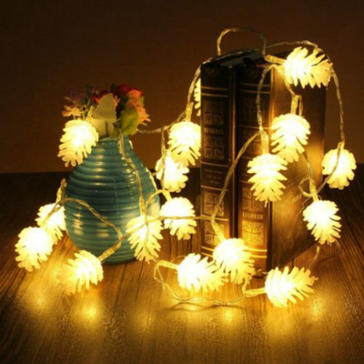 20 LEDs Solar Powered Pine Cone Outdoor Energy Saving Holiday Wedding Decoration String Light Garden Landscape Lamp Warm White