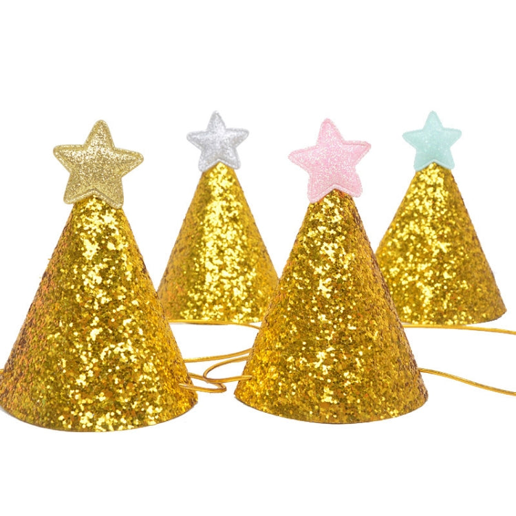 10 PCS Golden Birthday Hat Children Age Dress up Star Hat Glitter Cake Cap