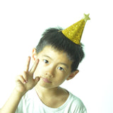 10 PCS Golden Birthday Hat Children Age Dress up Star Hat Glitter Cake Cap