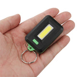 2 PCS 3W Mini COB LED Flashlight Keychain Emergency Camping Backpack Light with 3 Modes, Red, Green