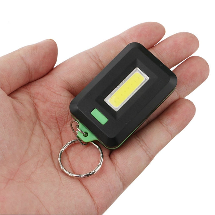 2 PCS 3W Mini COB LED Flashlight Keychain Emergency Camping Backpack Light with 3 Modes, Red, Green