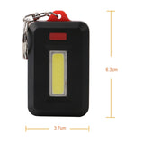 2 PCS 3W Mini COB LED Flashlight Keychain Emergency Camping Backpack Light with 3 Modes, Red, Green