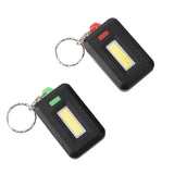 2 PCS 3W Mini COB LED Flashlight Keychain Emergency Camping Backpack Light with 3 Modes, Red, Green