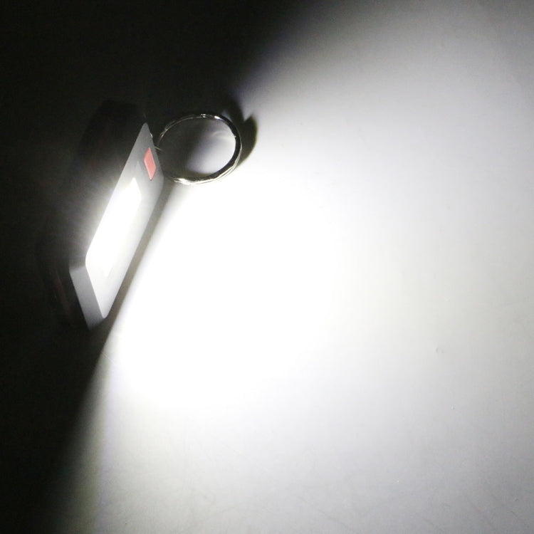 2 PCS 3W Mini COB LED Flashlight Keychain Emergency Camping Backpack Light with 3 Modes, Red, Green