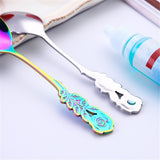 Small Mini Stainless Steel Rose Flower Coffee Spoon Strring Spoon Teaspoon Tea Spoon Dessert Spoon Long Handle Tableware