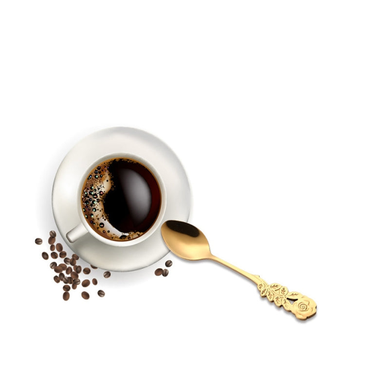 Small Mini Stainless Steel Rose Flower Coffee Spoon Strring Spoon Teaspoon Tea Spoon Dessert Spoon Long Handle Tableware