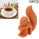 10 PCS Silicone Squirrel Tea Bag Multi-function Wine Glass Cup Recognizer, Squirrel (Green), Squirrel (Blue), Squirrel (Coffee), Squirrel (Gray), Squirrel (Orange) Squirrel (Coffee) Coffee