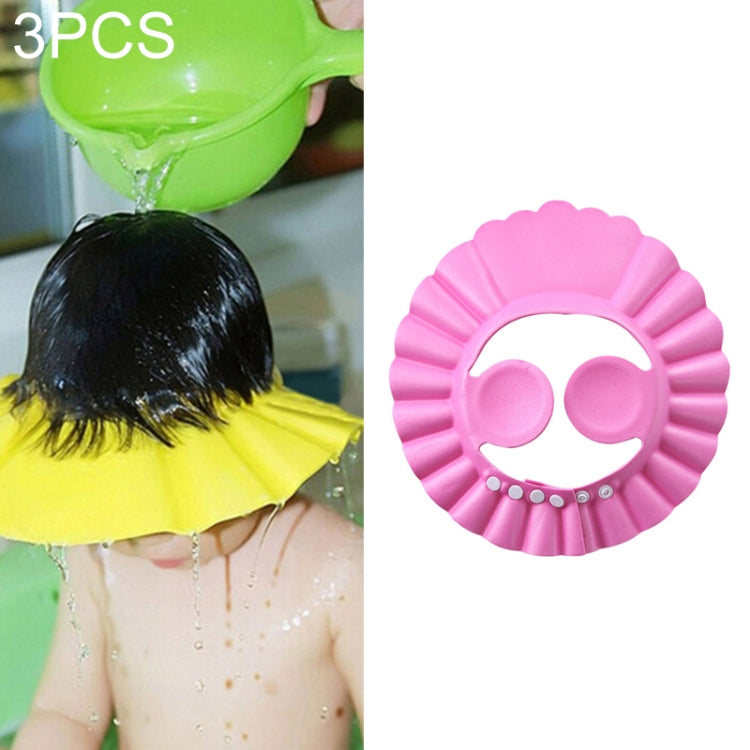 3 PCS Safe Baby Shower Cap Kids Bath Visor Hat Adjustable Baby Shower Cap Protect Eyes Hair Wash Shield for Children Waterproof Cap, Pink+wave, Pink+earflaps, Yellow+earflaps, Blue+earflaps, Yellow+wave, Blue+wave, Yellow+Round, Blue+Round, Pink+Round