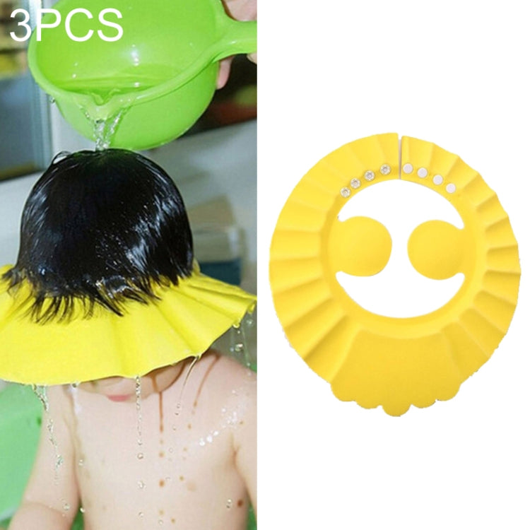 3 PCS Safe Baby Shower Cap Kids Bath Visor Hat Adjustable Baby Shower Cap Protect Eyes Hair Wash Shield for Children Waterproof Cap, Pink+wave, Pink+earflaps, Yellow+earflaps, Blue+earflaps, Yellow+wave, Blue+wave, Yellow+Round, Blue+Round, Pink+Round