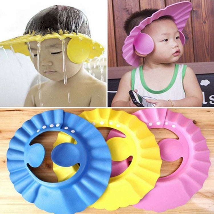 3 PCS Safe Baby Shower Cap Kids Bath Visor Hat Adjustable Baby Shower Cap Protect Eyes Hair Wash Shield for Children Waterproof Cap, Pink+wave, Pink+earflaps, Yellow+earflaps, Blue+earflaps, Yellow+wave, Blue+wave, Yellow+Round, Blue+Round, Pink+Round