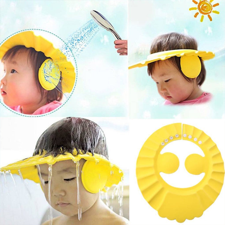 3 PCS Safe Baby Shower Cap Kids Bath Visor Hat Adjustable Baby Shower Cap Protect Eyes Hair Wash Shield for Children Waterproof Cap, Pink+wave, Pink+earflaps, Yellow+earflaps, Blue+earflaps, Yellow+wave, Blue+wave, Yellow+Round, Blue+Round, Pink+Round