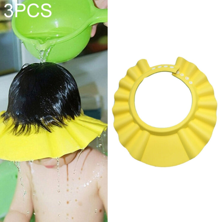 3 PCS Safe Baby Shower Cap Kids Bath Visor Hat Adjustable Baby Shower Cap Protect Eyes Hair Wash Shield for Children Waterproof Cap, Pink+wave, Pink+earflaps, Yellow+earflaps, Blue+earflaps, Yellow+wave, Blue+wave, Yellow+Round, Blue+Round, Pink+Round