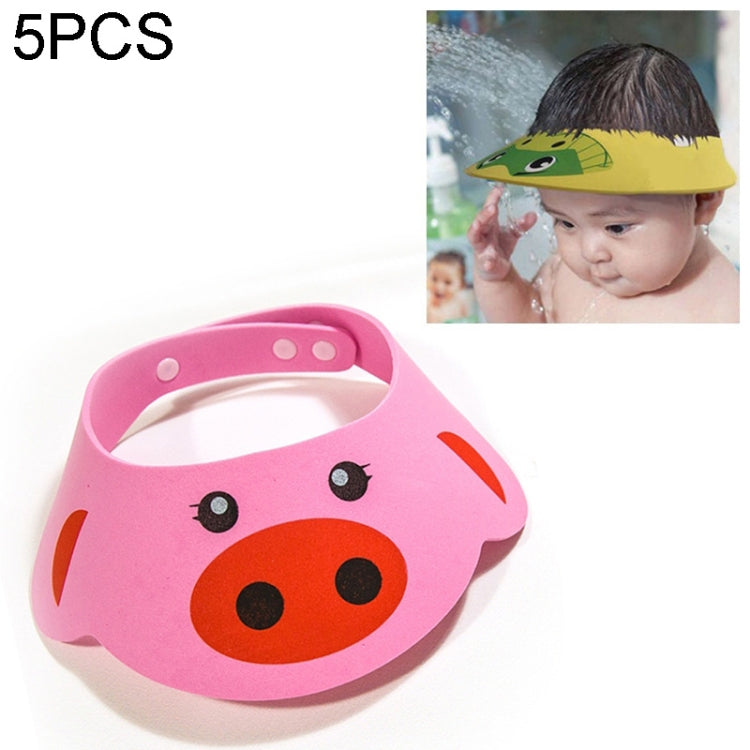 2 PCS Baby Kids Cap Shower Cap Baby Bath Cap Shower Hat Bath Visor Kids Bath Wash Hair Shield Hat, Pink Pig, Yellow Dog, Green Frog Pink Pig