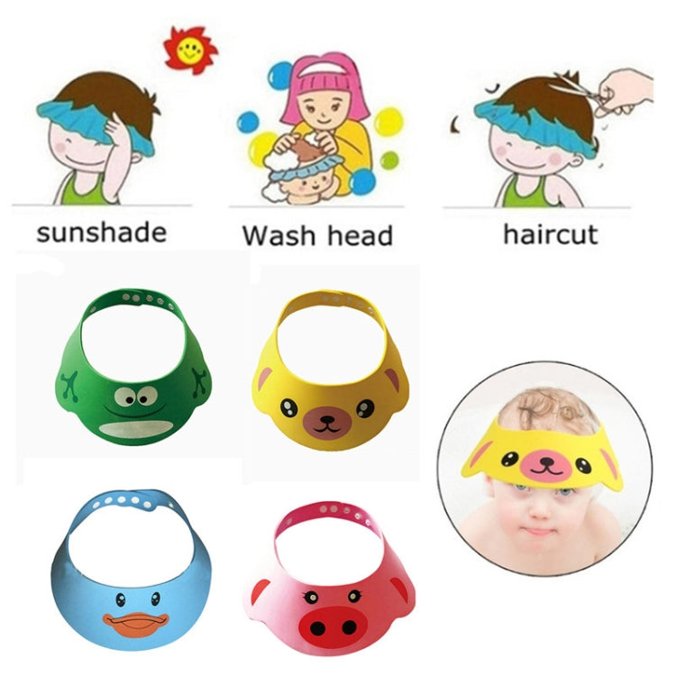 2 PCS Baby Kids Cap Shower Cap Baby Bath Cap Shower Hat Bath Visor Kids Bath Wash Hair Shield Hat, Pink Pig, Yellow Dog, Green Frog