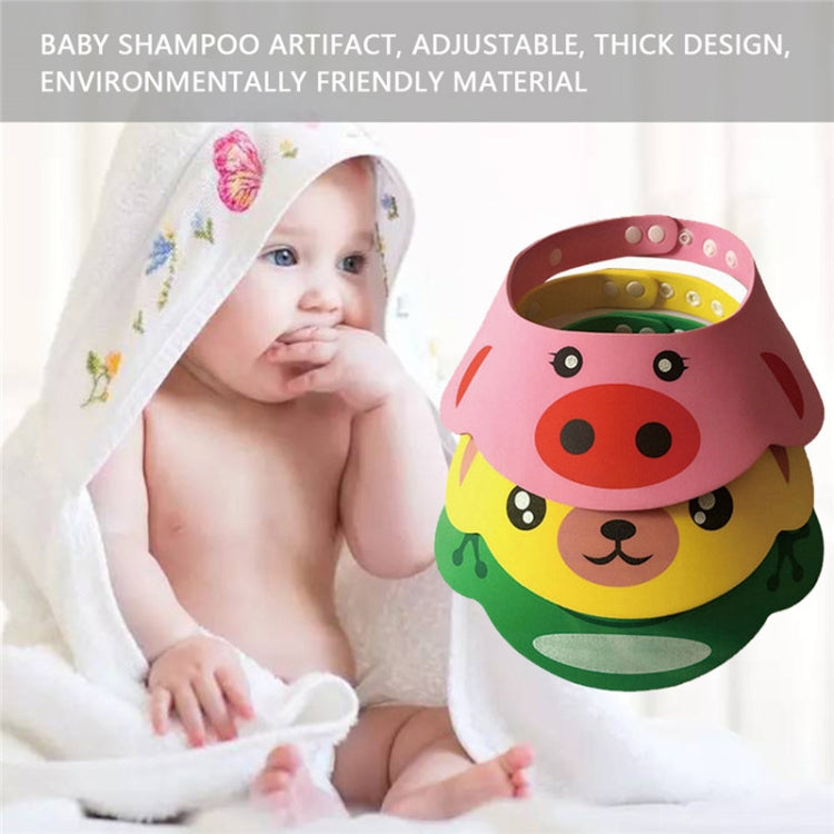 2 PCS Baby Kids Cap Shower Cap Baby Bath Cap Shower Hat Bath Visor Kids Bath Wash Hair Shield Hat, Pink Pig, Yellow Dog, Green Frog