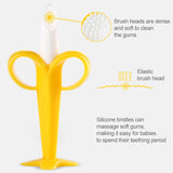 3 PCS Baby Silicone Training Toothbrush Banana Shape Safe Toddle Teether Chew Toys Teething Ring Gift for Infant Baby Chewing, Pink-B, Yellow-B