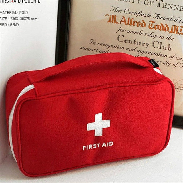 Travel First Aid Kit Bag Home Emergency Medical Survival Rescue Box, 23x13x7.5cm (Red), 23x13x7.5cm (Gray) 23x13x7.5cm (Red) Red