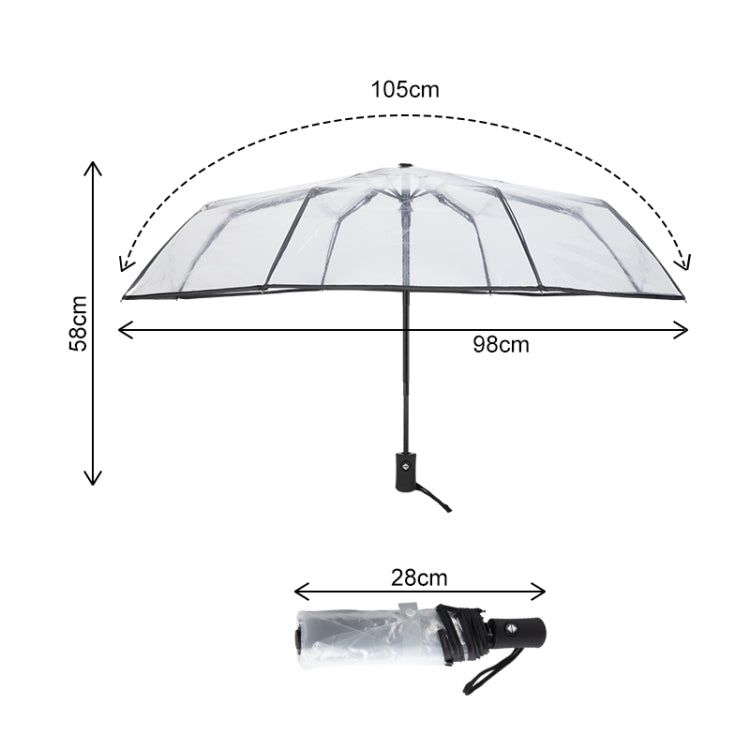 Creative Transparent Folding Umbrella 8 Bones Automatic Umbrella