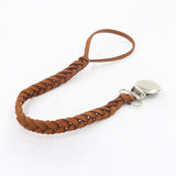 3 PCS Baby Pacifier Chain Leather Woven Anti-off Chain Brown
