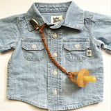 3 PCS Baby Pacifier Chain Leather Woven Anti-off Chain