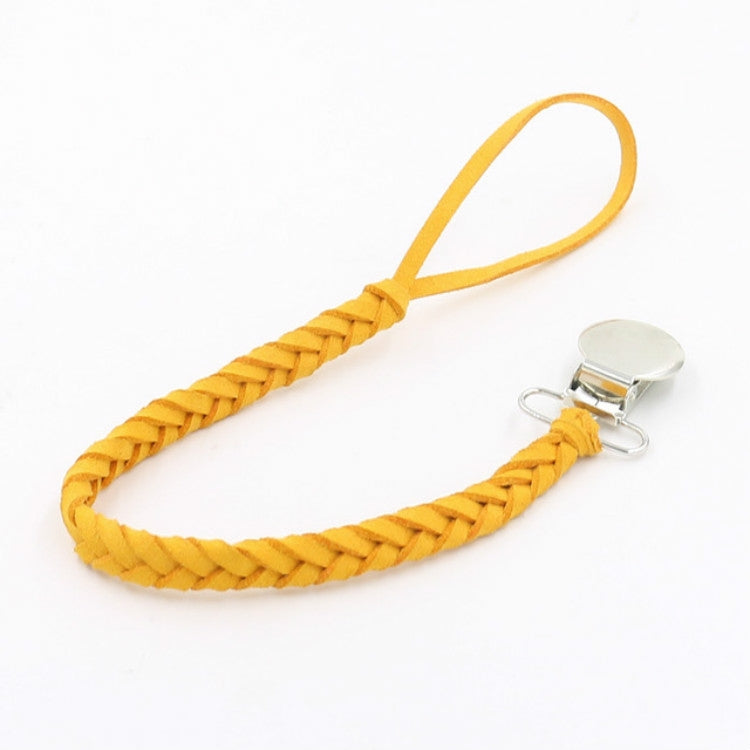 3 PCS Baby Pacifier Chain Leather Woven Anti-off Chain Yellow