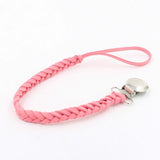 3 PCS Baby Pacifier Chain Leather Woven Anti-off Chain Pink