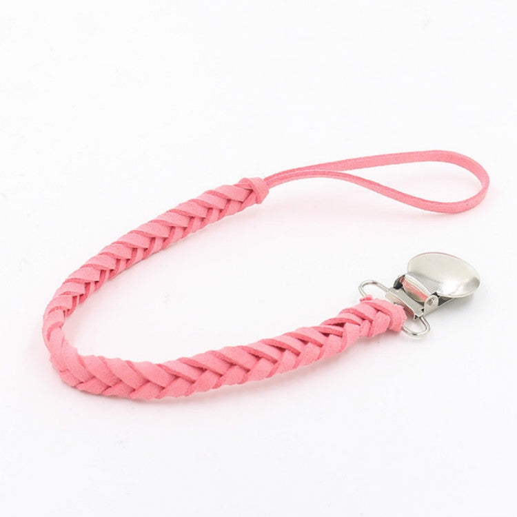 3 PCS Baby Pacifier Chain Leather Woven Anti-off Chain Pink