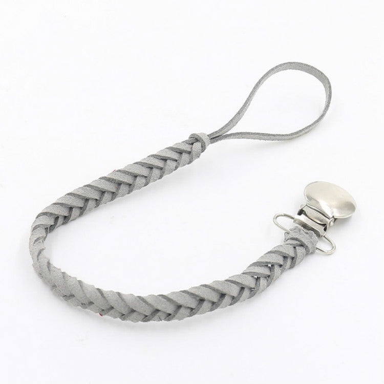 3 PCS Baby Pacifier Chain Leather Woven Anti-off Chain Gray