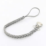 3 PCS Baby Pacifier Chain Leather Woven Anti-off Chain Gray