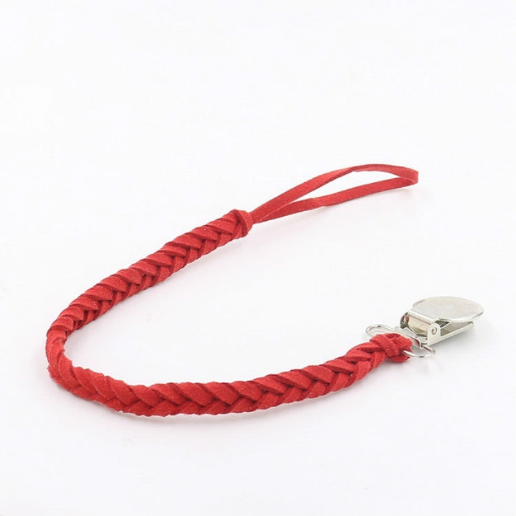 3 PCS Baby Pacifier Chain Leather Woven Anti-off Chain Red