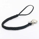 3 PCS Baby Pacifier Chain Leather Woven Anti-off Chain Black