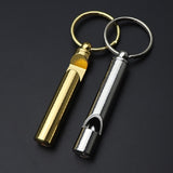 2 PCS Metal Whistle Bottle Opener Keychain Creative Multifunctional Key Ring Pendant, Gold, Silver