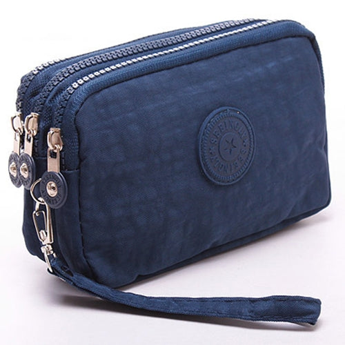 Three-Layer Zipper Short for Ladies Change Mobile Bag