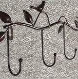 Wrought Iron Birds Pattern Decorated Simple Clothes Hooks