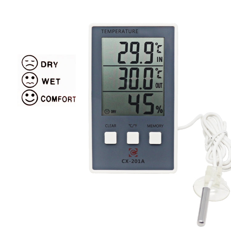 CX-201A LCD Digital Weather Station Thermometer Hygrometer Indoor Outdoor Temperature Humidity Meter with Temperature Sensor, CX-201A