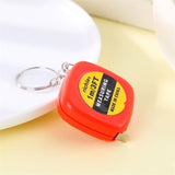 4 PCS Portable Easy to Retract Square Small Tape Measure Key Ring Pendant, Key Ring Pendant