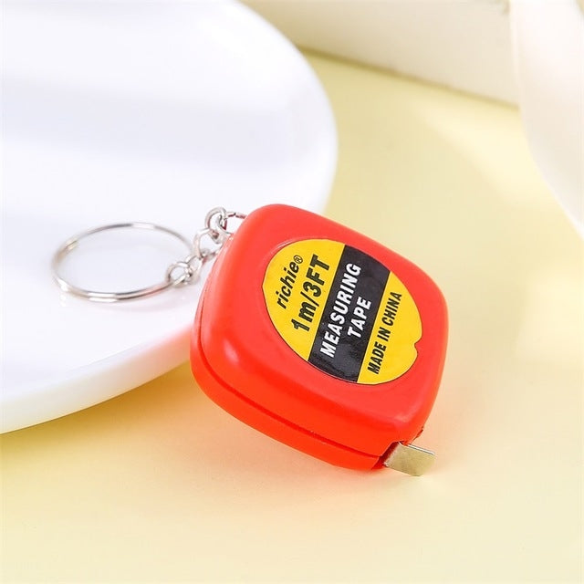 4 PCS Portable Easy to Retract Square Small Tape Measure Key Ring Pendant, Key Ring Pendant