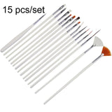 15 PCS/Set Nail Art Tools Brushes for Manicure Rhinestones Nails Decorations Nail Nrush Kit Painting Fingernail Tool Pen Kit