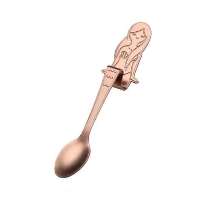 Creative Coffee Spoon Mermaid Shape Handle Spoons Flatware Drinking Tools, Black, Gold, Symphony, Rose Gold, True Color