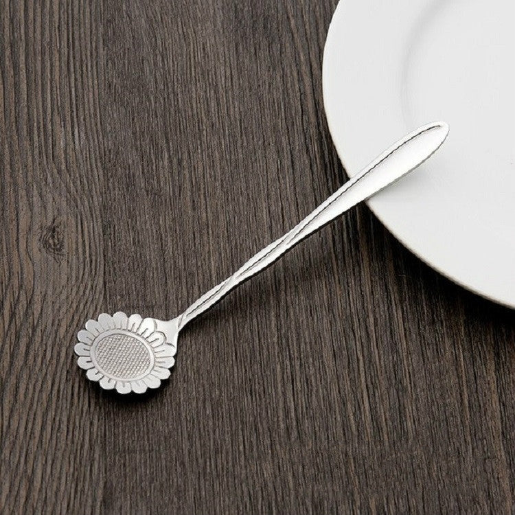 3 PCS Stainless Steel Household Creative Flower Spoon Coffee Stirring Spoon, Cherry Blossom Spoon, Rose Flower Spoon, Sun Flower Spoon, Sunflower Spoon, Pansy Flower Spoon, Bellflower Spoon, Plum Flower Spoon, Cosmos Flower Spoon Sunflower Spoon