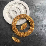 2 PCS Rose Garland Rose Leaf Silicone Fondant Mold Cake Edging Decoration Tool Baking Glue Mold Gray