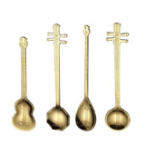 Stainless Steel Coffee Mixing Spoon Creative Musical Instrument Shape Spoon, Guitar Silver, Octagonal Silver, Lute Silver, Yueqin Silver, Guitar Titanium Gold, Octagonal Titanium Gold, Lute Titanium Gold, Yueqin Titanium Gold, Guitar Rose Gold         ...