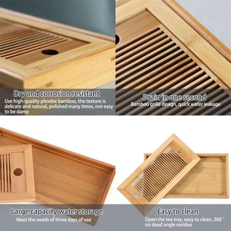 Bamboo Tea Trays Kung Fu Tea Accessories Tea Tray Table With Drain Rack, Bamboo Tea Trays