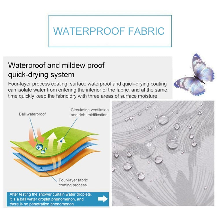 Butterfly Waterproof Polyester Shower Washable Bathroom Curtains, 80x180cm, 120x180cm