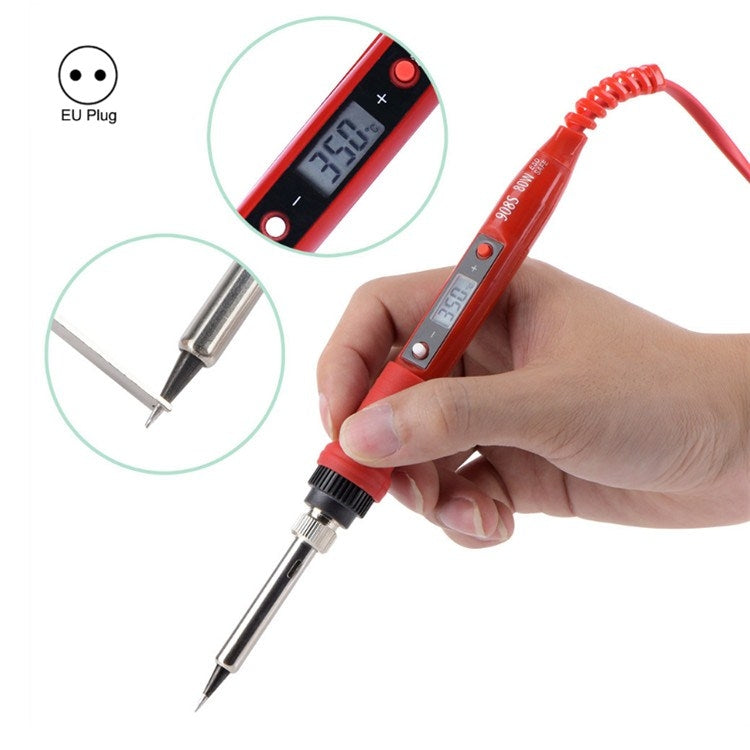 908S 80W LCD Thermostat Soldering Iron Constant Temperature Soldering Iron, CN Plug, EU Plug, US Plug EU Plug Red