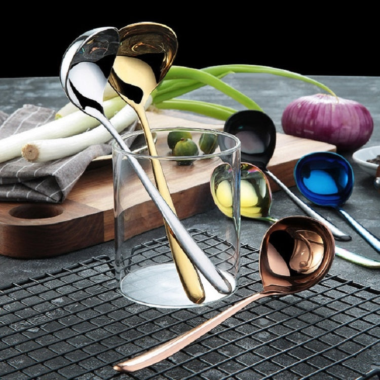 Stainless Steel Sauce Spoon Creative Big Head Long Handle Spoon, Gold, Rose Gold, Colorful, Black