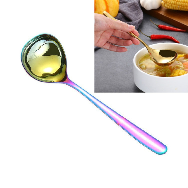 Stainless Steel Sauce Spoon Creative Big Head Long Handle Spoon, Gold, Rose Gold, Colorful